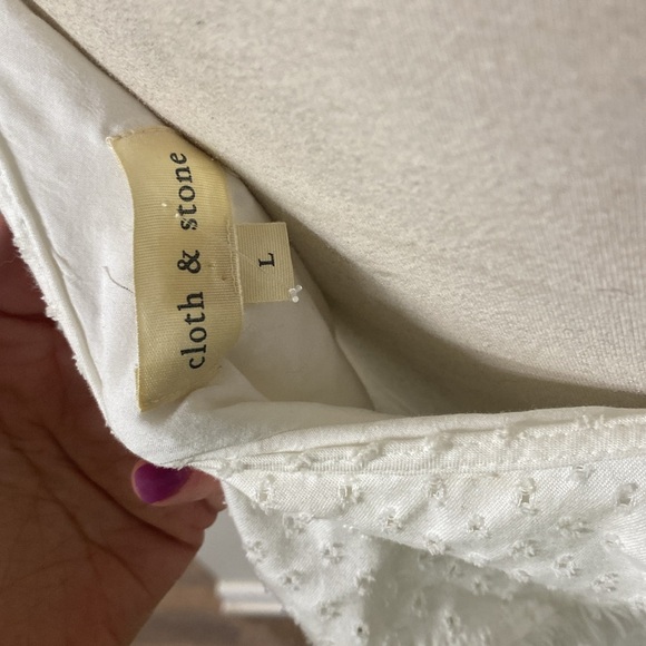 Cloth &Stone for Anthro One-Shoulder Eyelet Ruffle Mini Dress feminine coastal - Picture 13 of 14